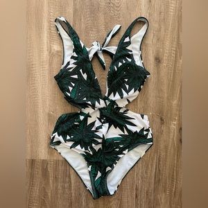 Palm Tree Cutout Bathing Suit
